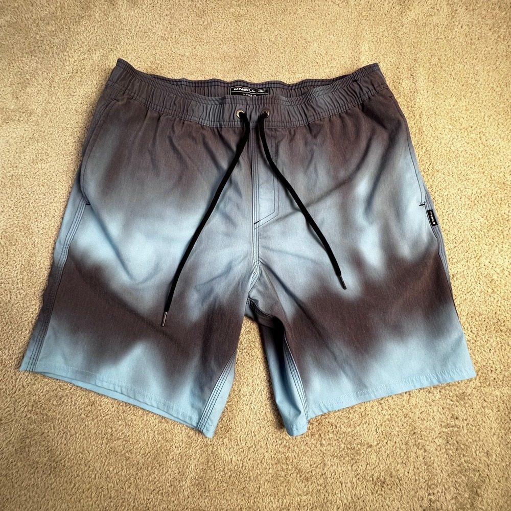 O'Neill Hybrid Board Shorts Mens Large Blue Grey Tie‎ Dye Swim Trunks SP218A005